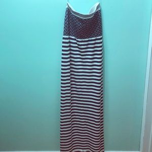 Navy Striped Maxi Dress